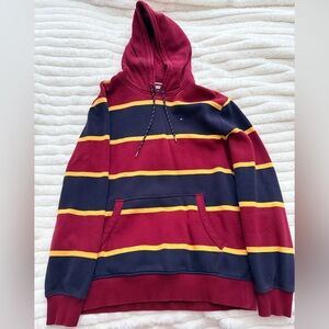 Tommy Hilfiger Maroon and Navy Striped Hoodie